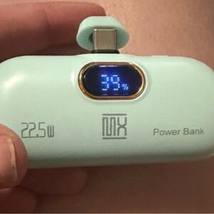 Mint Green 22.5W USB-C Power Bank with LED Display